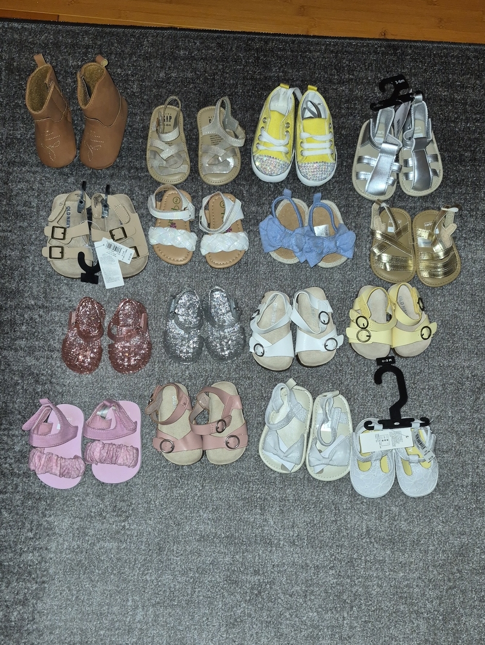Kids Sandals, Sneakers, 1 Pair Cowboy Boots (Carter, Old Navy, Gap Brands)